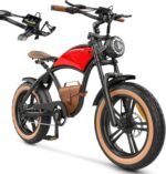 Ebikes for Adults,13Ah Battery 40-70Km Range,Hidoes B10 Fat Tire Electric Bike for Adults Up to 25Km/h, 60N·M Motor Electric Bicycle Retro E Bike,with Leather Bags,20" Offroad Tire