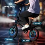 DYU D3F Electric Bike, 14" Portable E-bike, 36V 10AH Lithium Battery, 25KM/H & 60KM Range, 5H Fast Charge, 15° Climbing Ability,Dual Disc, Spring Shock Absorber, Unisex Adult - Image 4