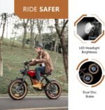 Ebikes for Adults,13Ah Battery 40-70Km Range,Hidoes B10 Fat Tire Electric Bike for Adults Up to 25Km/h, 60N·M Motor Electric Bicycle Retro E Bike,with Leather Bags,20" Offroad Tire - Image 5